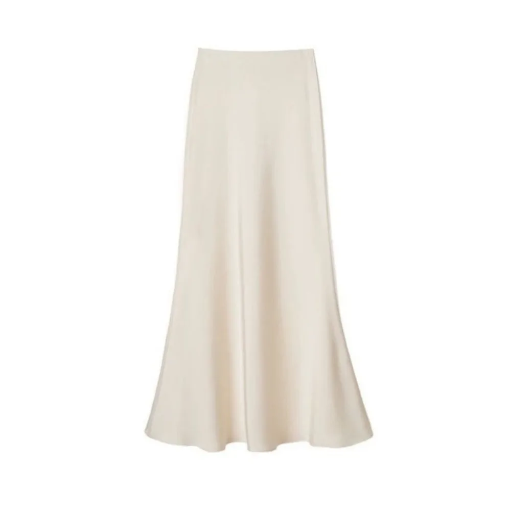 Basic Summer Satin Silk Long Skirt Slim Fit High Waist High Waisted Skirts Half Body Dress A Line Midi Skirt Girl