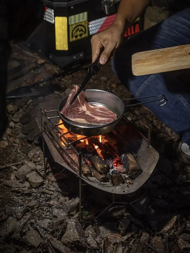 CAMPINGMOON feu de joie extérieur Portable pliant en acier inoxydable poêle à barbecue Compact Camping plate-forme de combustion de bois de chauffage