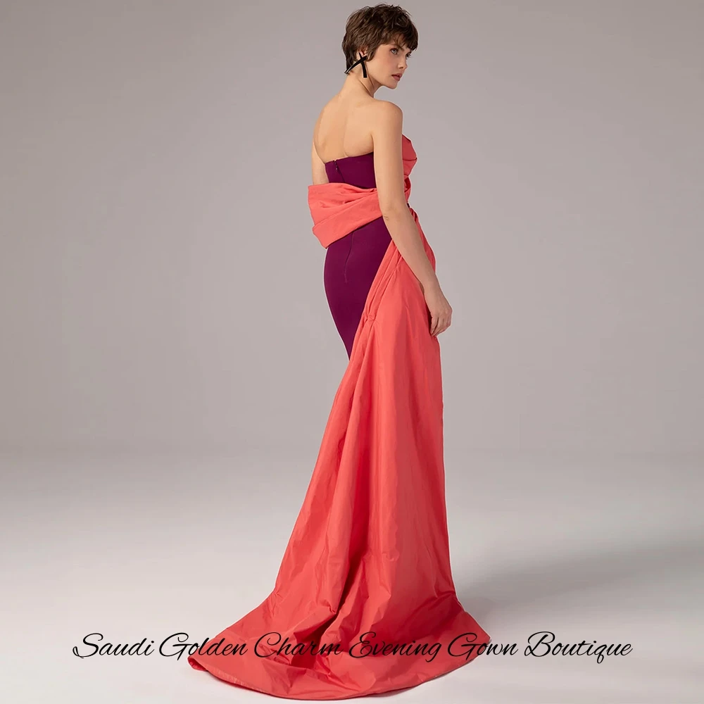 Modern Contrast Color Customized Evening Dress Simple Jersey Celebrity Gown with Off the Shoulder Elegant Mermaid Robe de soirée