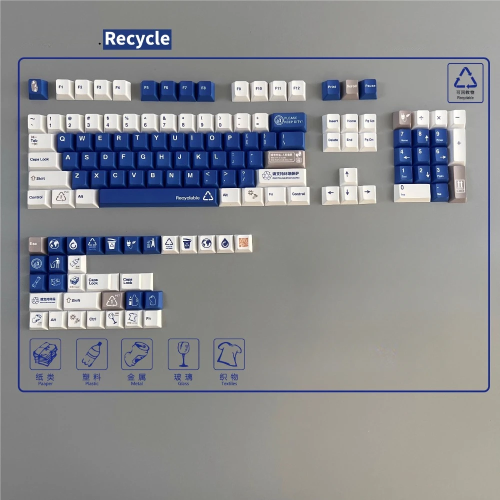 ECHOME Environmental Recycle Theme Keycap Set  PBT Custom Keyboard Cap Cherry Profile Gaming KeyCap for Mechanical Keyboard