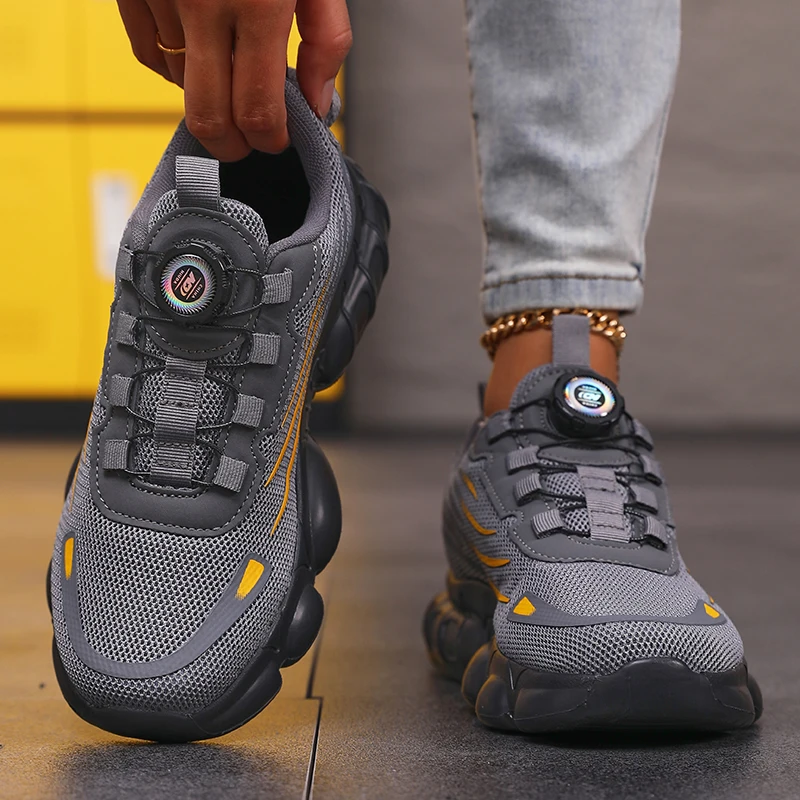 Atmungsaktive Mesh-Laufschuhe für Damen, rutschfeste, verschleißfeste Arbeitsschuhe, robuste, bequeme Turnschuhe, Twist-Schnalle, kein Schnürdesign – Detail 4