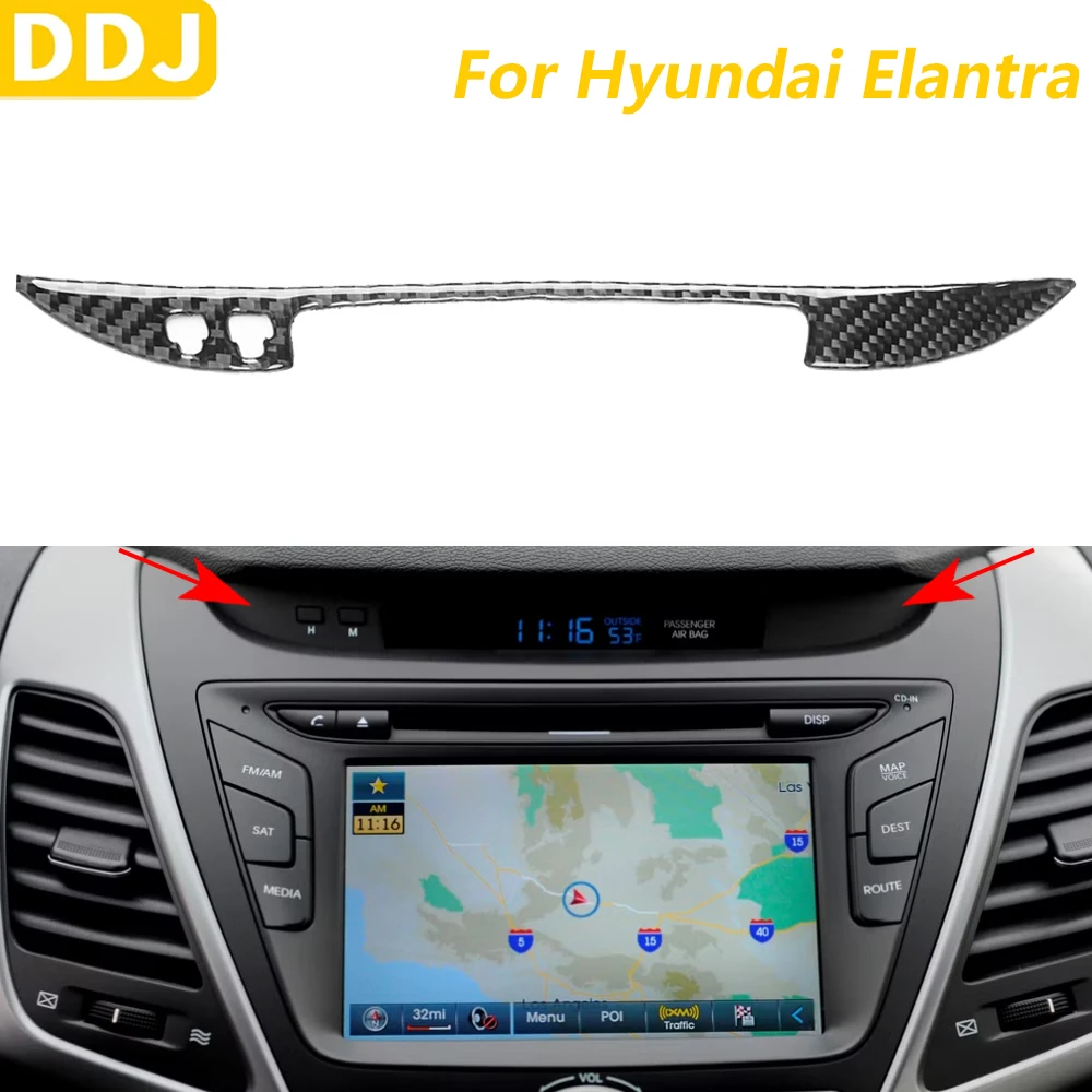 

For Hyundai Elantra 2011-2016 Carbon Fiber Central Control Clock Digital Display Panel Decorative Cover Car Accessories Sticker