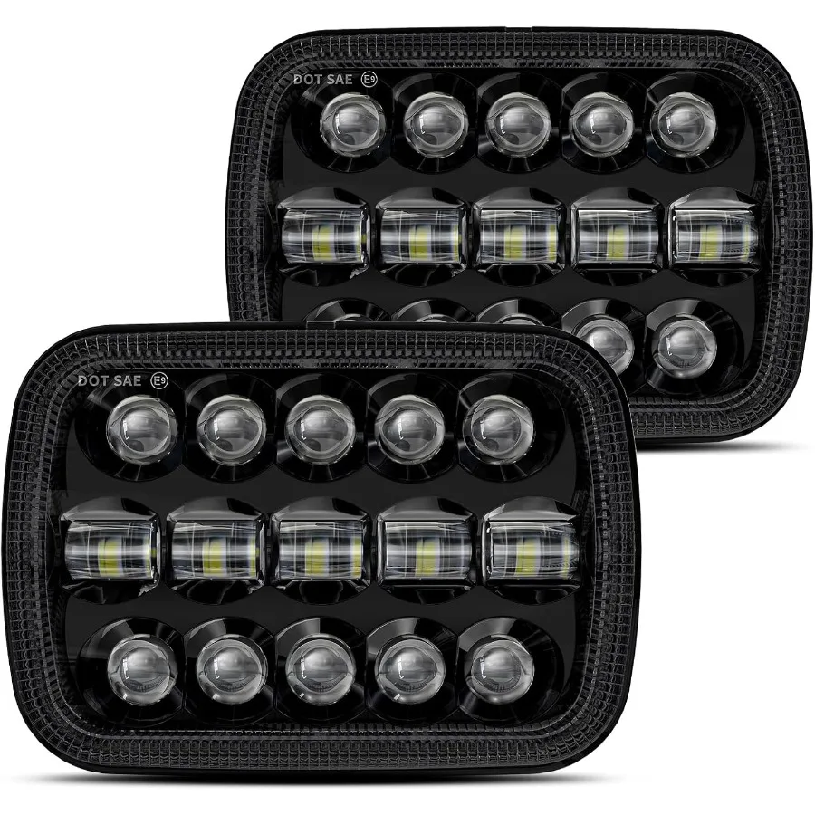 

110W 5x7 LED Headlights with 7x6 H6054 Sealed Beam Design for Jeep Wrangler YJ Cherokee XJ GMC Nissan Dodge Truck Van SUVs an