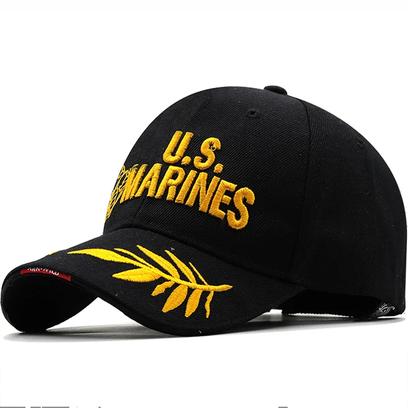 

U.S.Marines Baseball Cap Men USA Army Cap Military Cool Black Cap Hat for Outdoor Adjustable Navy Seal Baseball Cap