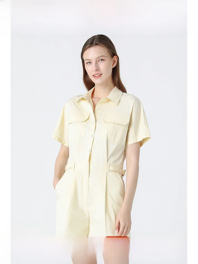 

Nordic Moment Casual Jumpsuit Women's High Waist ort Sle Slimming Summer New Arrival Faionable Cotton Workwear Pants