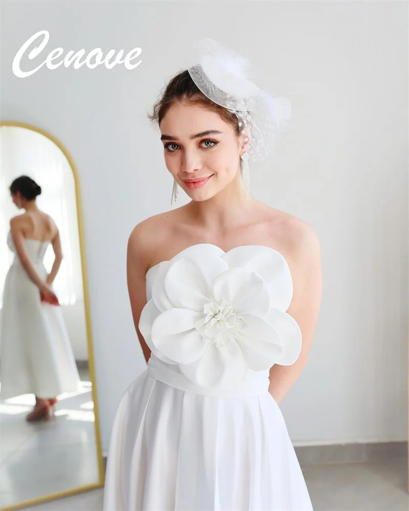 

Cenove Strapless Neckline Prom Dress Short Sleeves With Ankle Length Evening Elegant Summer Party Dress For Women2023