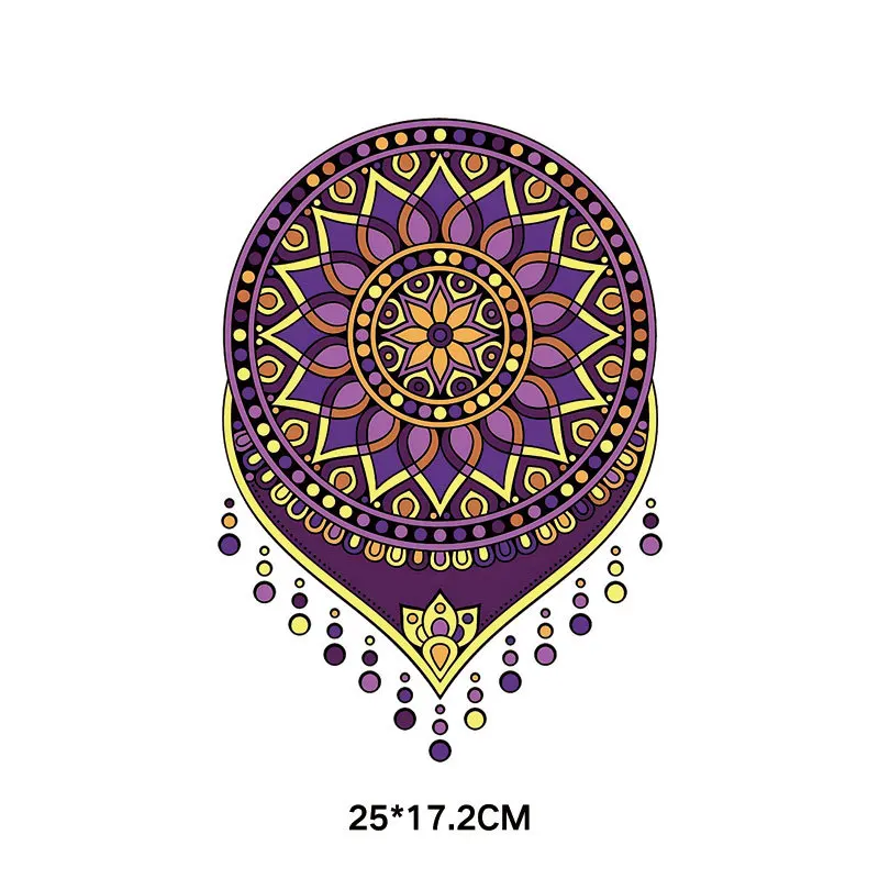 Mandala Flowers Stripes Thermal Stickers On Clothes Heat Transfer Decal Fusible Iron On Patches Heat Transfer Vinyl Custom Patch