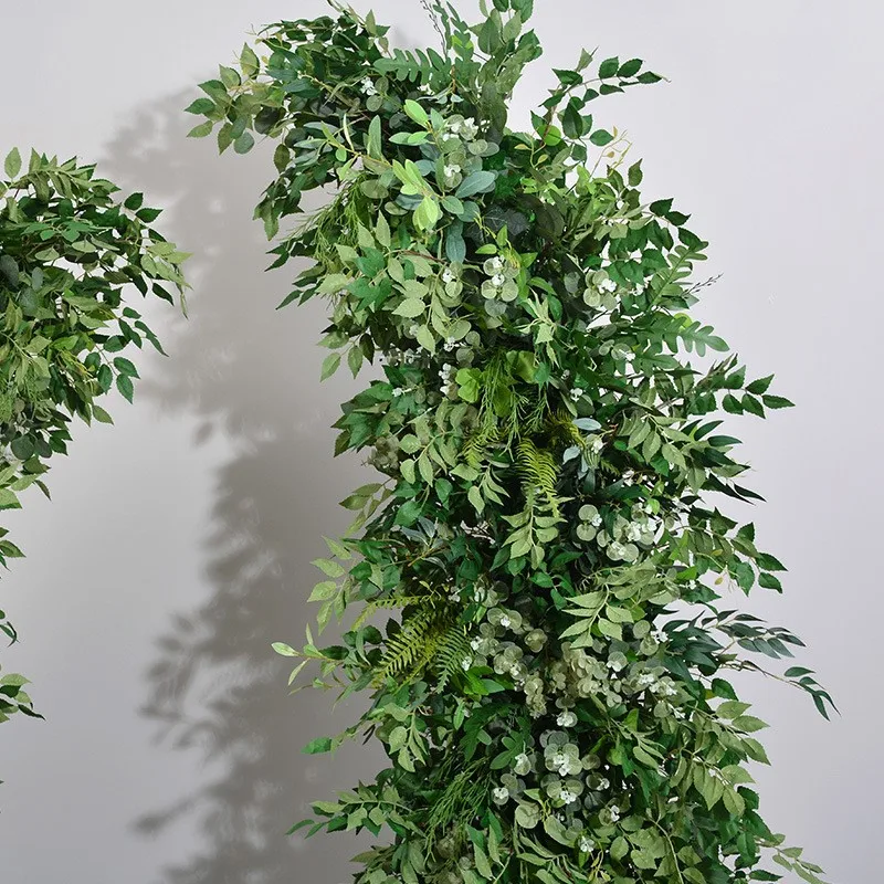 Uflower Green Leaves Creeper Plant Floral Arrangement Outdoor Wedding Backdrop Horn Arch Decor Stage Window Display Flower Walls view 4