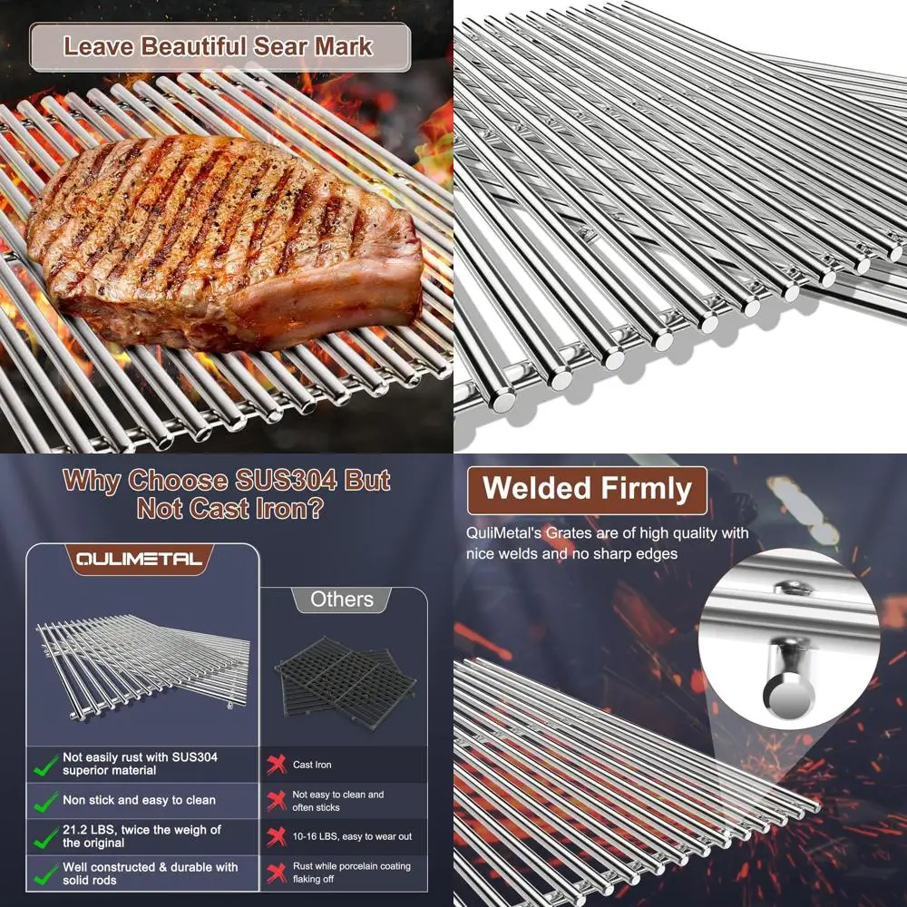 

Weber Genesis II 18.75 9MM Stainless Steel Grill Grates for Models LX 300, E&S 310-340, Replacement for 66095