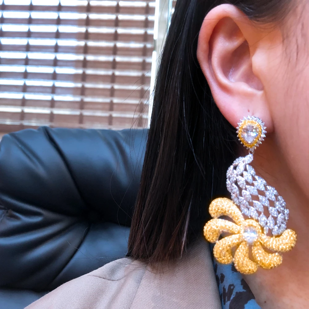 

Missvikki Fashion Oversize 7*4CM Luxury Earrings For Women Big Geometric High Quality Statement Tassel Bridal Wedding Party Show