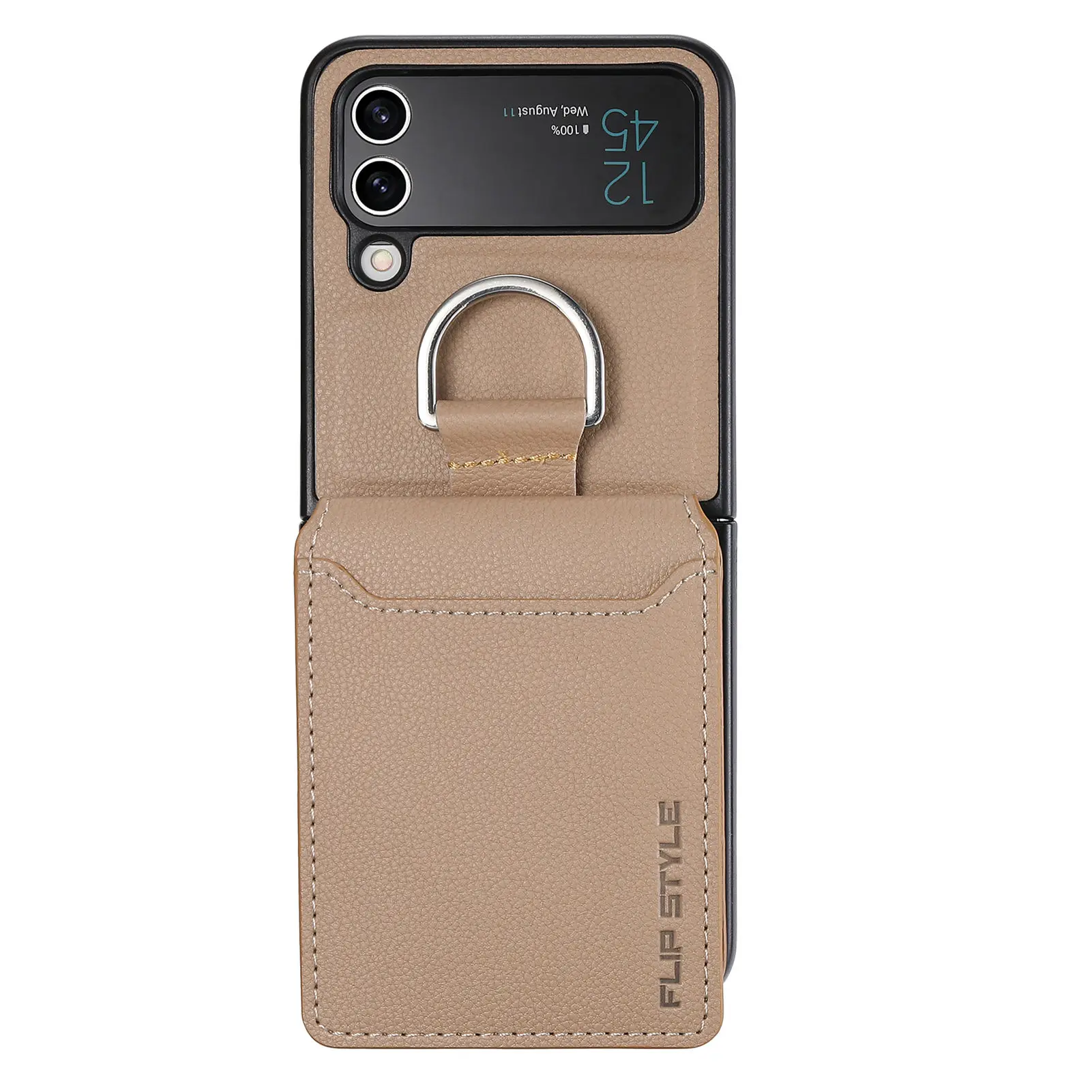 Vertical Cards Solt Magnetic Wallet Ring Holder Leather Case for Samsung Galaxy Z Flip 8 7 FE 6 5 4 Flip4 5G Zflip4 Stand Cover