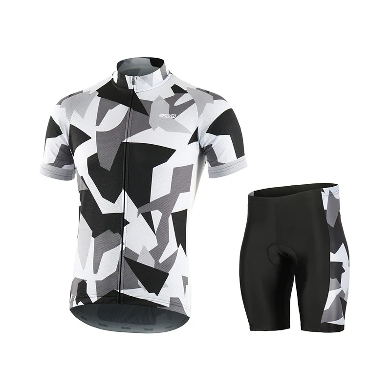 Summer cycling suit printed short-sleeved breathable quick-drying mountain bike suit men's tight-fitting