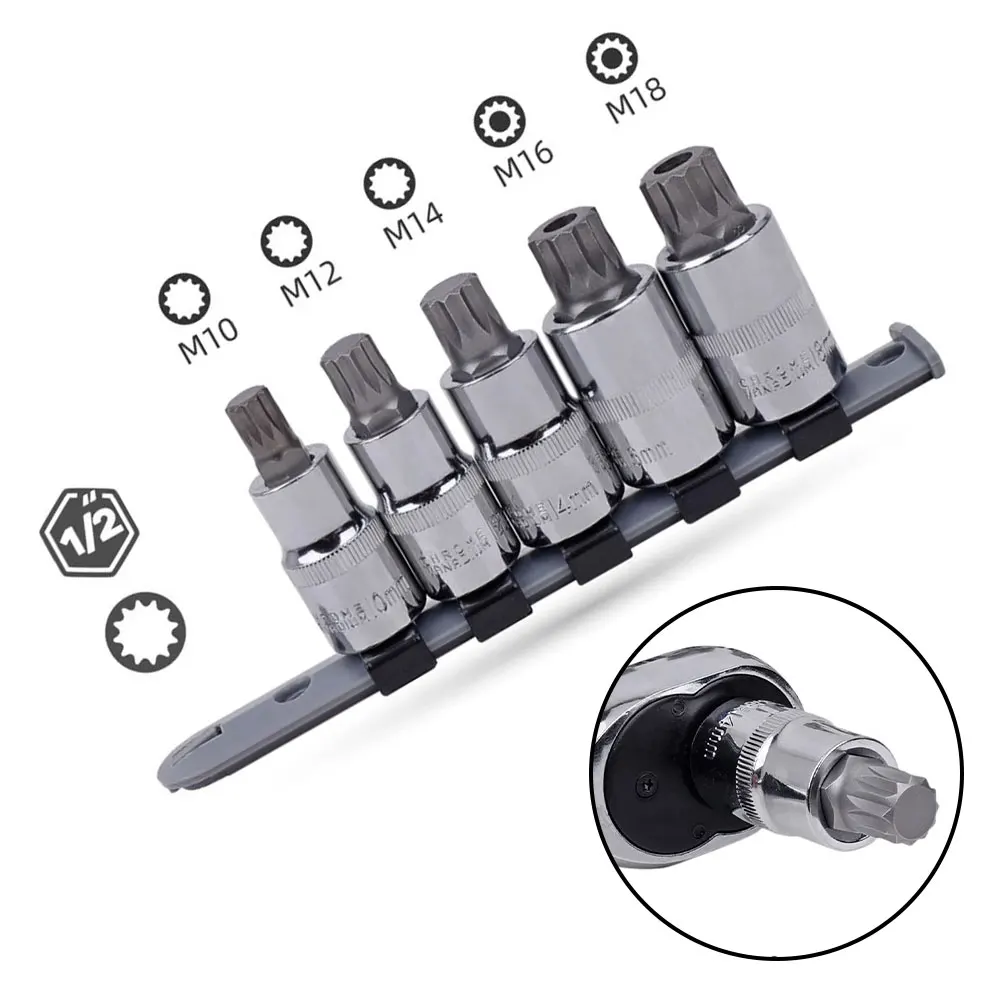 

Star Socket Torx Screwdriver Hand Repair Tools Stainless Steel Torx Bit Socket 1/2 Inch Screwdrivers Bit Driver