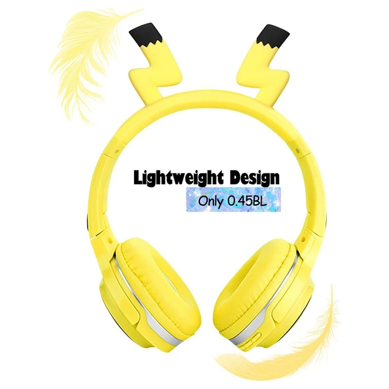 Headphone anak, headphone Bluetooth tanpa kabel dengan mikrofon, untuk PC, Laptop, tablet