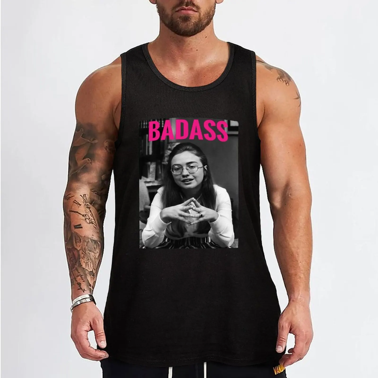 Hillary Clinton Young Badass Pink Tank Top t-shirts for Men's gym gym accessories man sleeveless jackets summer 2024