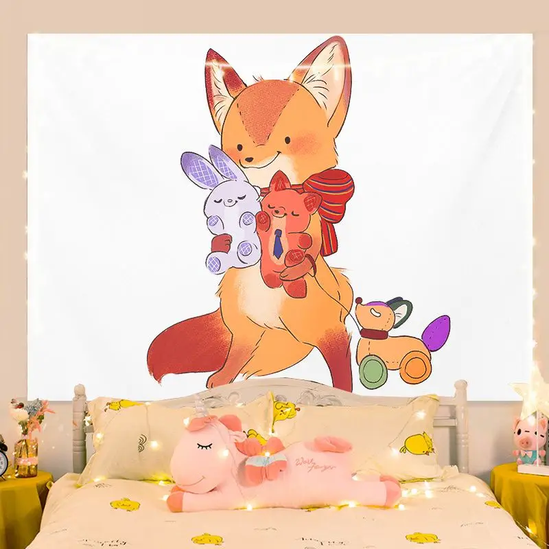 38-дизайн! Плюшевый фон с изображением лисы, ступенчатый макияж, идеально подходит для: прямых трансляций, домашнего декора,