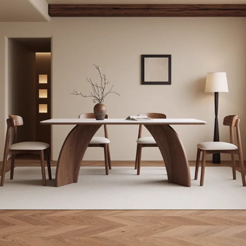 طاولة طعام مستطيلة حديثة الشمال الخشب الفاخرة طاولة طعام منزلية العصور القديمة نمط Mesas Plegables Portatil أثاث غرفة المعيشة #1