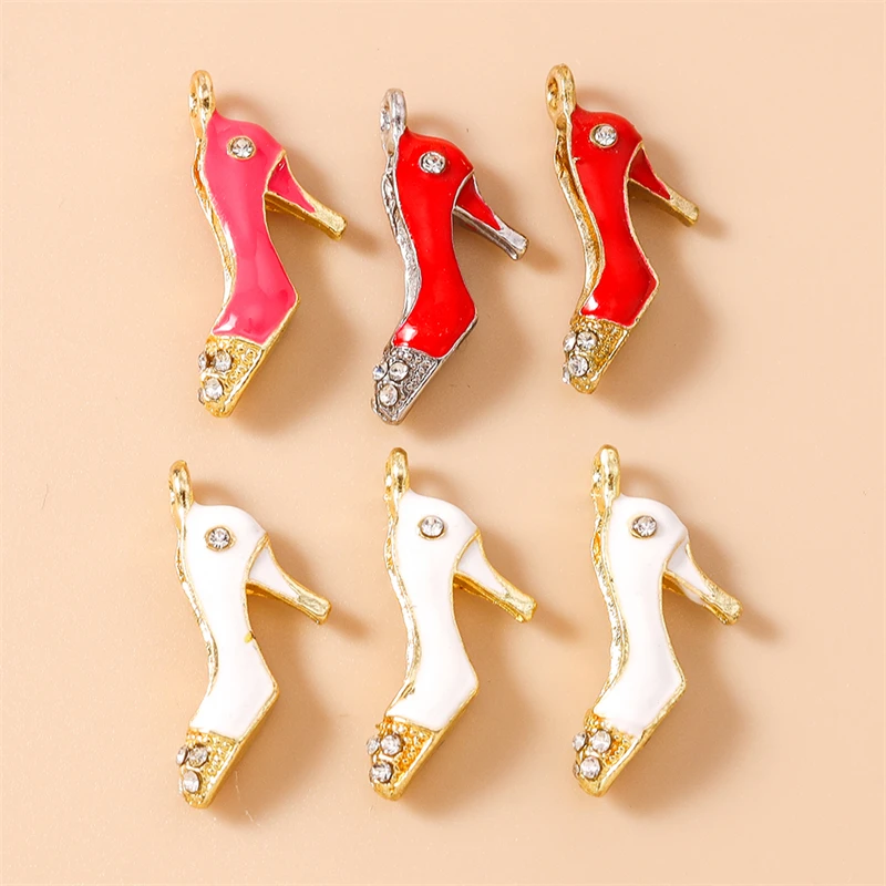 

20pcs 11x23mm Cute Enamel High Heels Charms Pendants for Jewelry Making Drop Earrings Necklaces Bracelets DIY Crafts Accessories