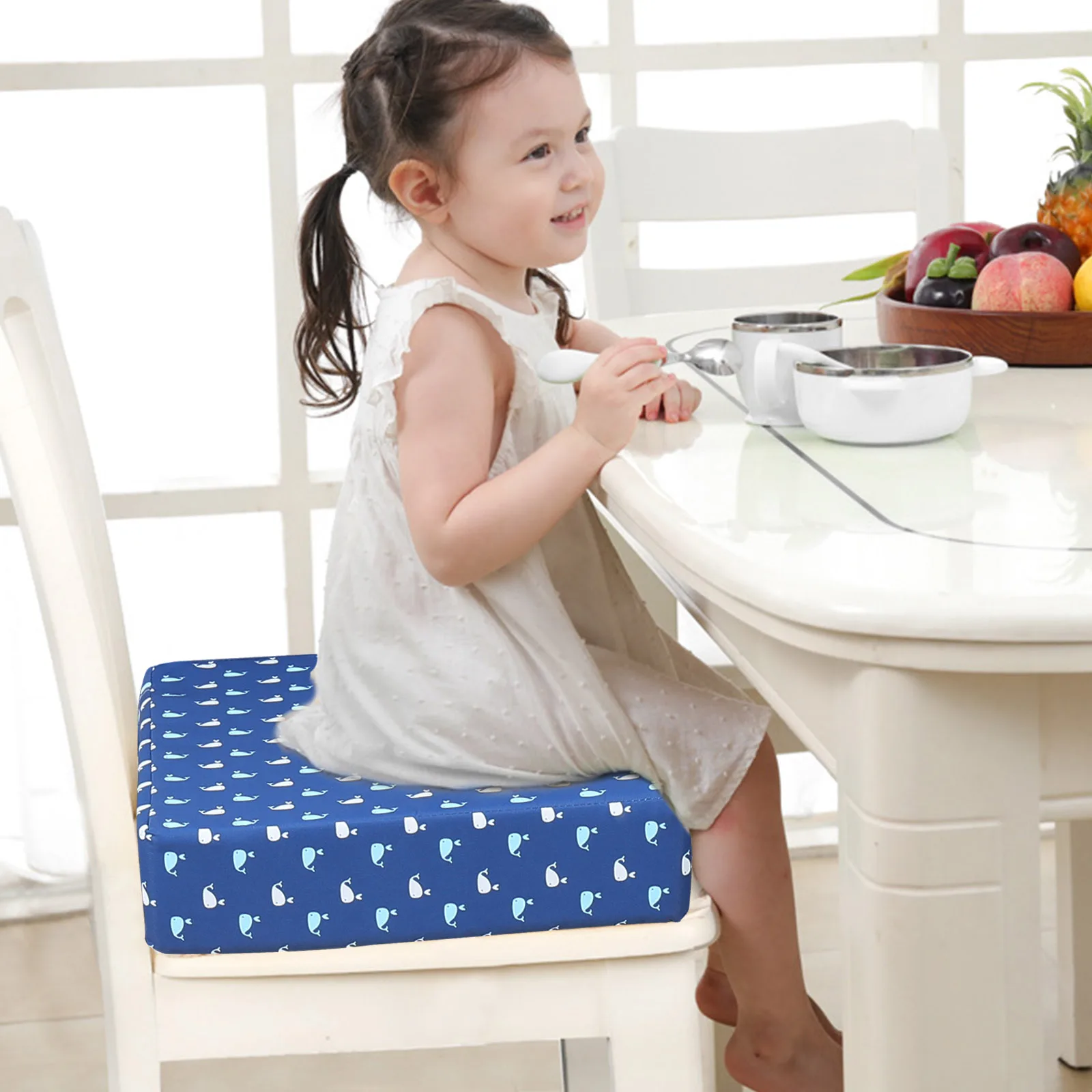 

Booster Pad Waterproof Detachable Machine Washable Chair Pad Children Dining Chair Kids Heightening Seat Cushion Kids Increasing