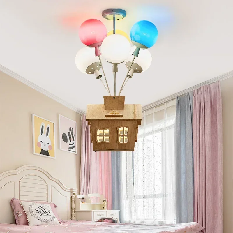 

Modern Creative Balloon LED Pendant Lamp Boy Girl Bedroom Living Room Restaurant Colored Glass Chandelier Indoor Decor Lighting