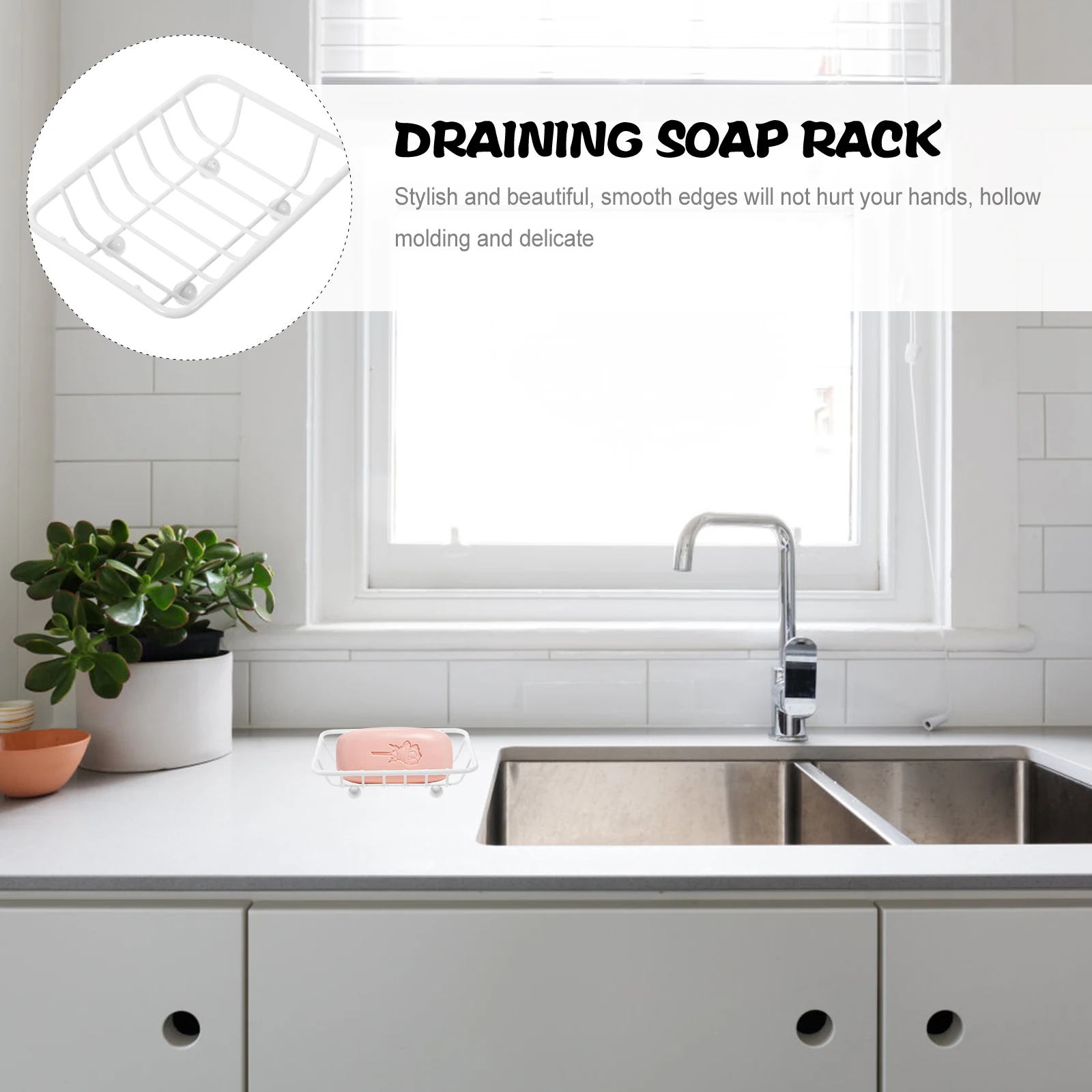 

Portable Soap Dish Holder for Shower Wrought Iron Draining Tissue Box Light Weight Space Saving Stylish Hollow Design