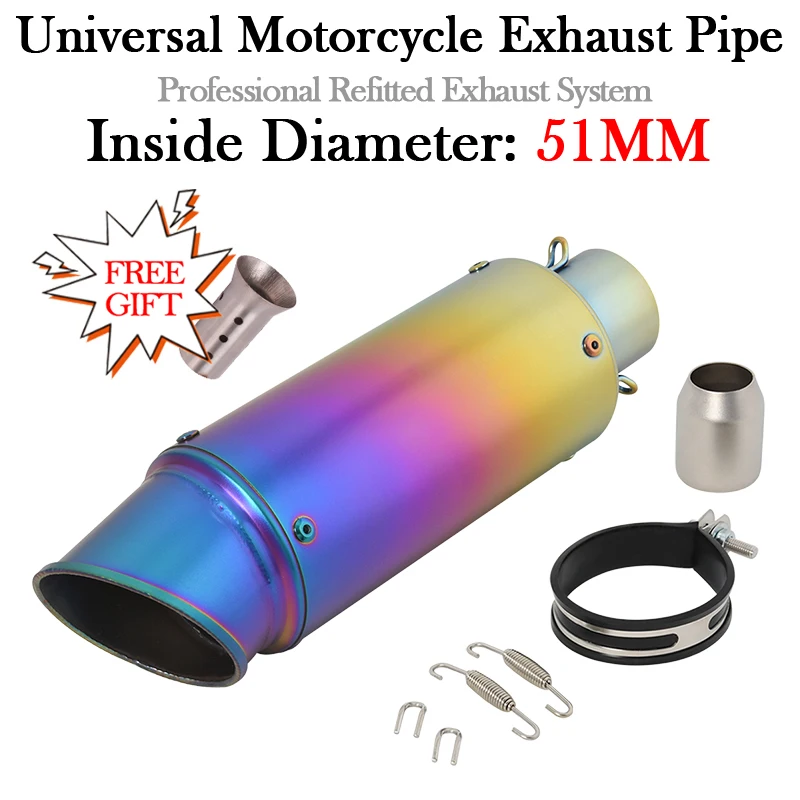 

300MM Universal Exhaust Pipe Modify 51MM DB Killer Muffler Escape Moto System Bike Tube For KTM 390 790 Ninja ZX4R Z900 MT09 R25