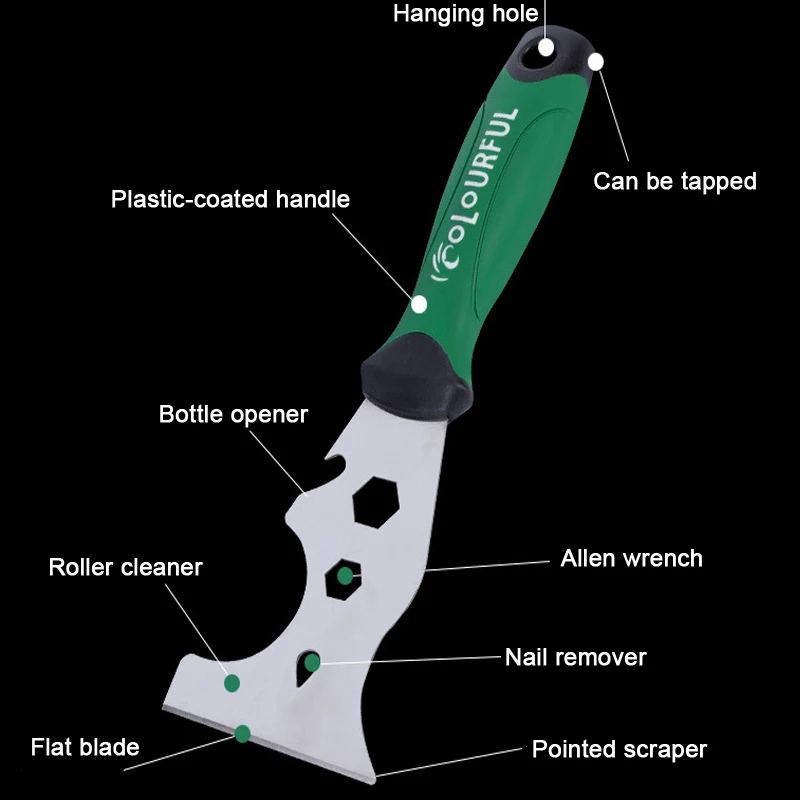 14-in-1 multifunctioneel plamuurmes roestvrijstalen verfschraper voor het reinigen van behang blikopener doe-het-zelf bouwgereedschap