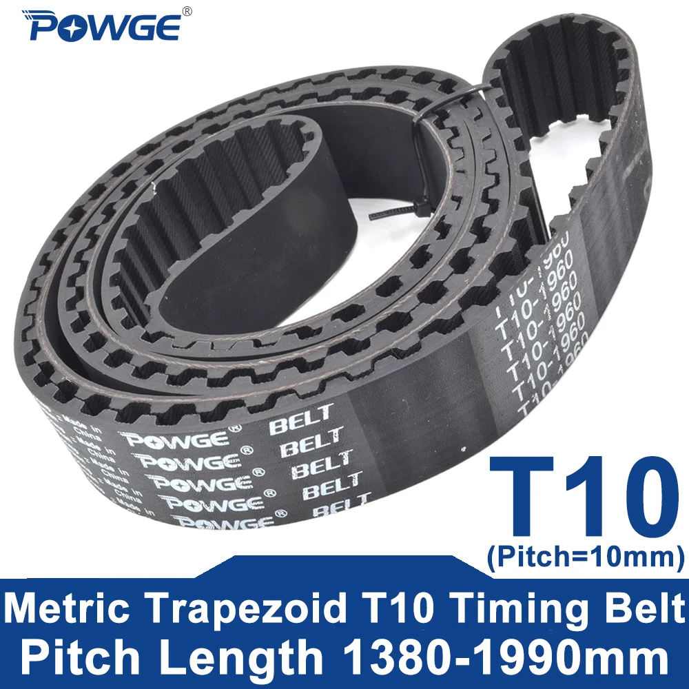POWGE T10 Timing Belt Lp=1380-1990mm 1390 1400 1410 1420 1440 1450 1460 1470 1480 1500 1560 1580 1600 1610 1620 1630 1640 1690