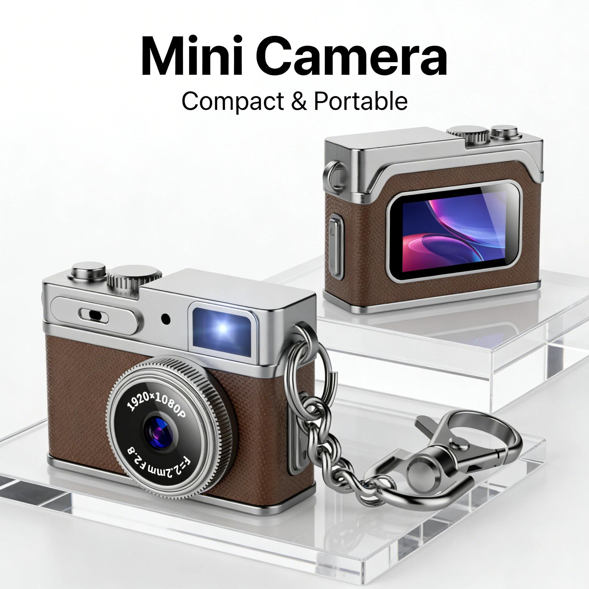 Mini Retro Snap Digital Camera 6 Filters 0.96'' Tiny Vintage Video Recorder Mini Keychain Camera Retro Micro with 32GB Card