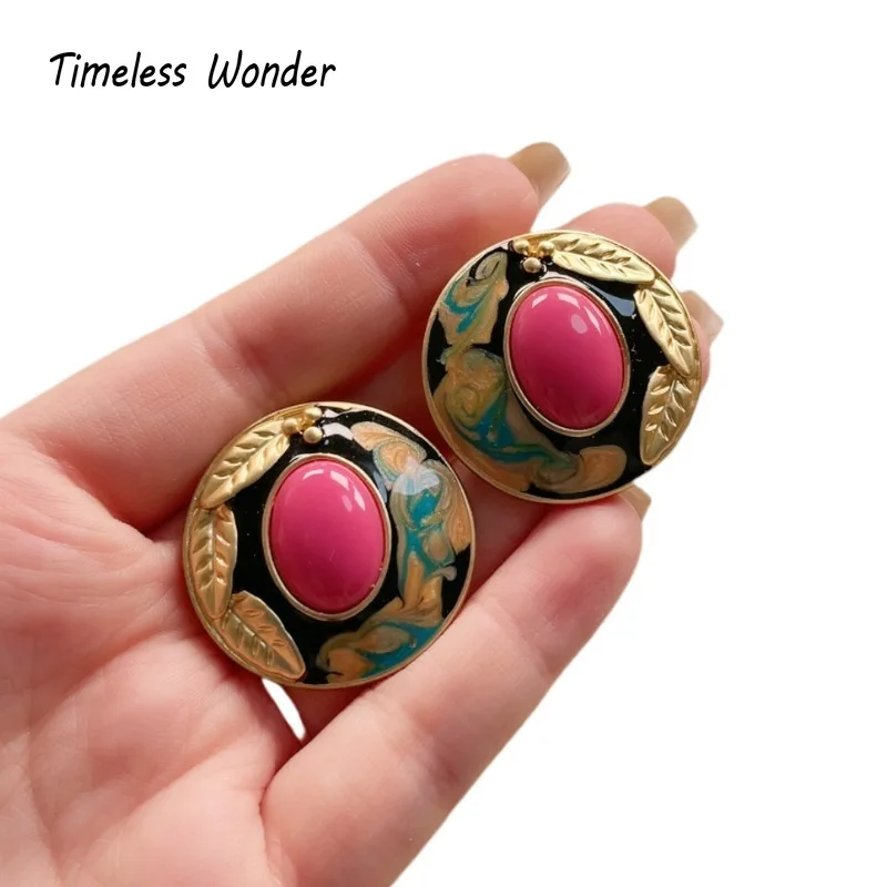 

Timeless Wonder Fancy Enamel Geo Glass Clip on Earrings for Women Designer Jewelry Chinese Style Rare Cute Vintage Top Mix 2234