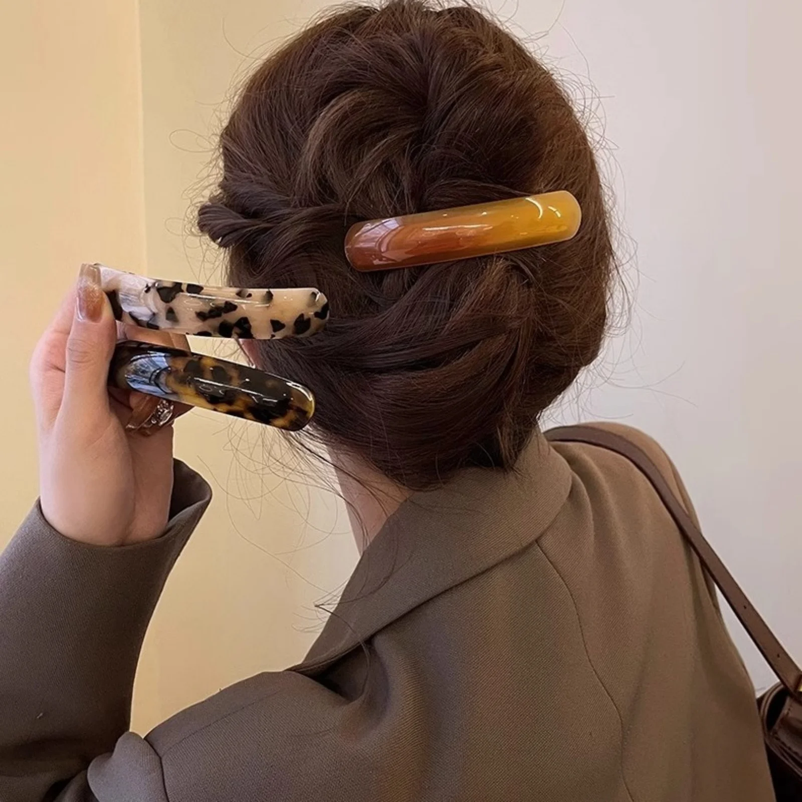 1PC Ein Wort Frühling Clip Haar Clip Weibliche Hinterkopf Erweiterte Gefühl Haarnadel Haar Befestigung Clip Temperament arc Pferdeschwanz Cl – Detail 8