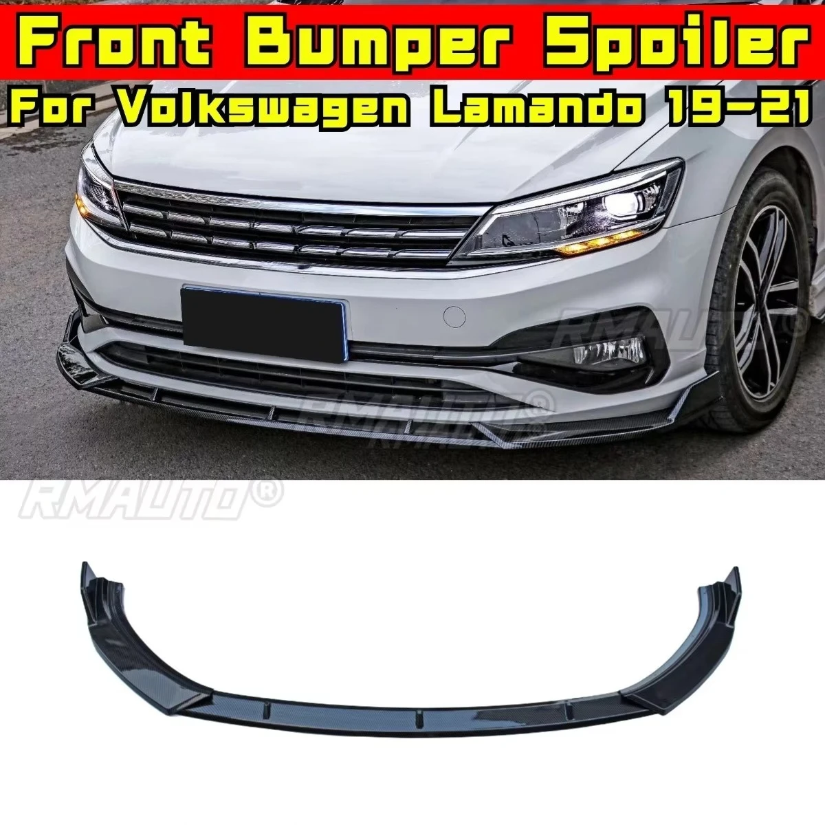 

For Lamando Car Front Bumper Lip Carbon Look Car Accessories for Volkswagen Lamando 19-21 Bumper Protector Car Accessories