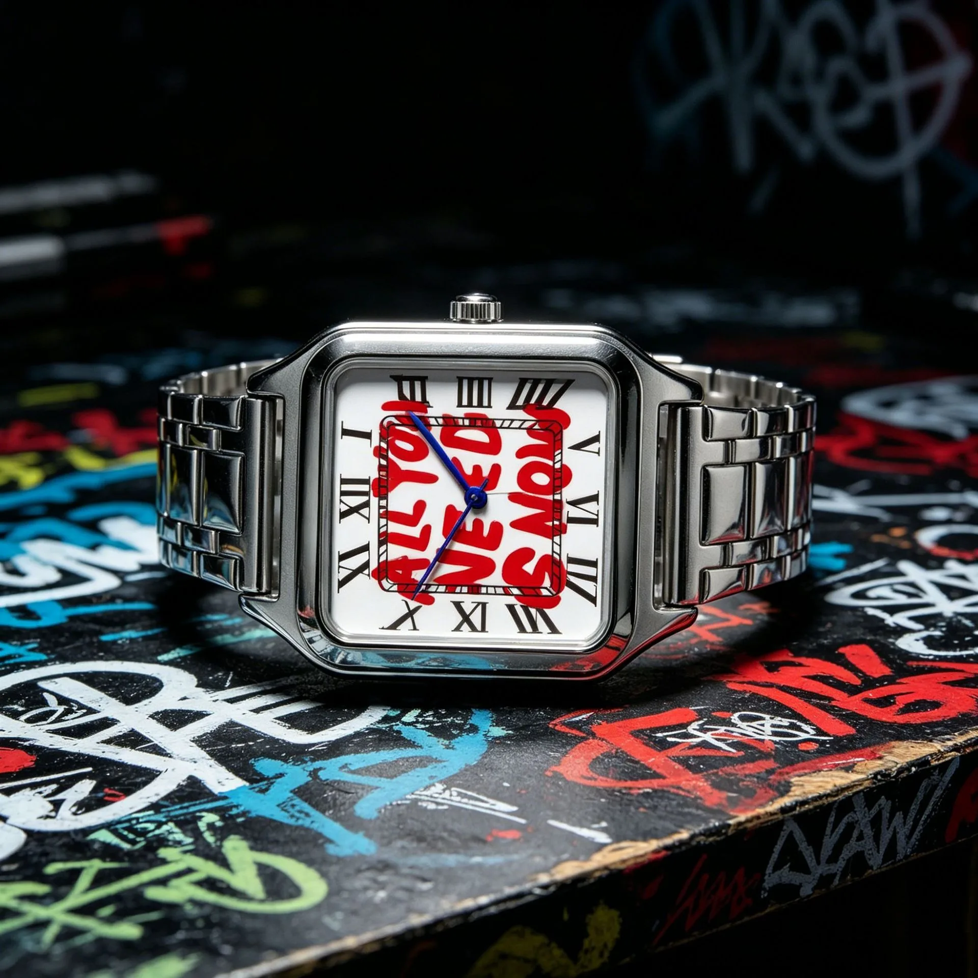 Meistverkaufte Original Quarz-Armbanduhr für Herren Graffiti-Schrift Innovatives Klassisches Stahl-Uhrendesign für Männer Personalisiertes Design