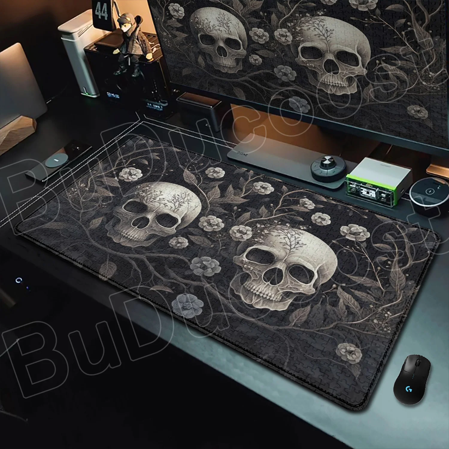 

HD крутой серый коврик для мыши с черепом и цветком, коврик для мыши с изображением головоломки, нескользящий резиновый коврик для стола, декор стола, коврики для ноутбука