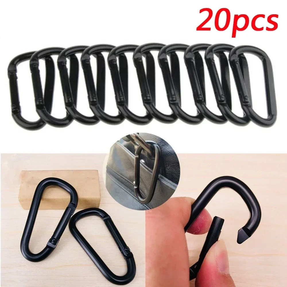 20 pieces black/silver black carabiners