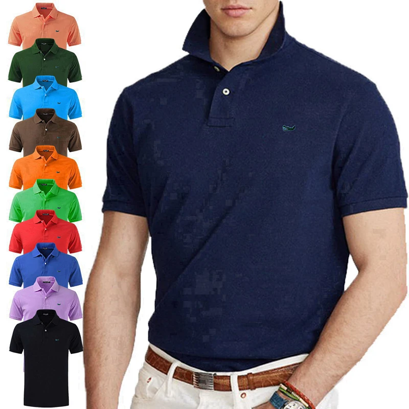 100% Cotton Lapel T-shirt Tops Men\'s High Quality Summer Flag  Tops Tees Casual Polo shirt Short Sleeve Casual Male Fashion Polo