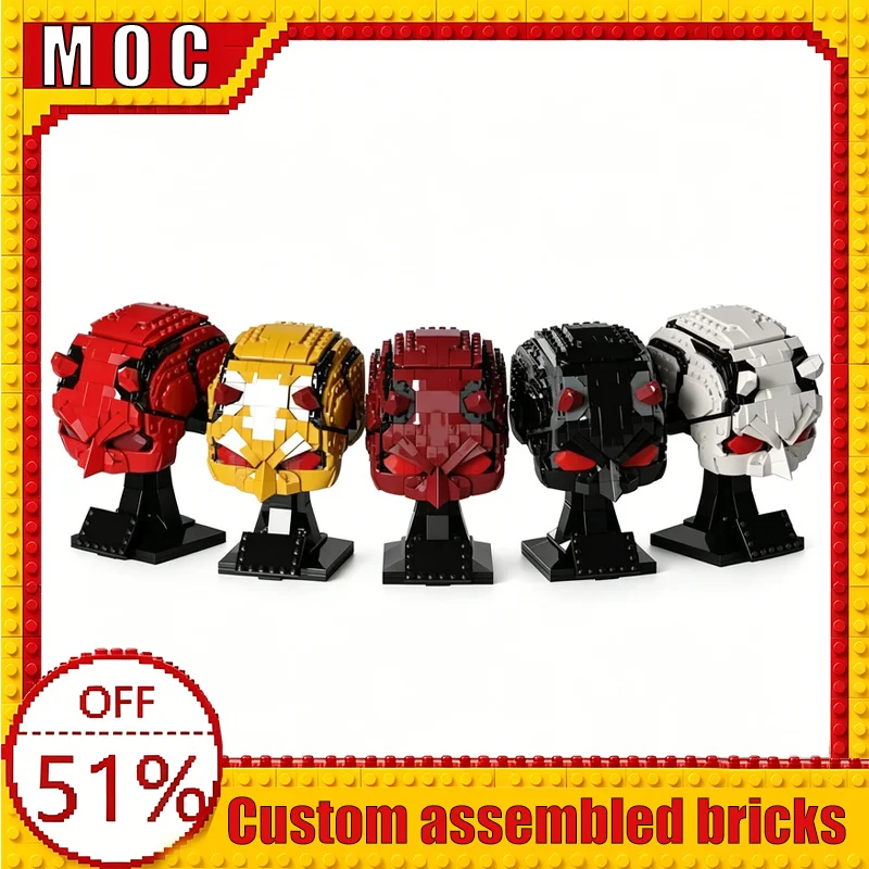 

2585PCS Hero Character Cowl Helmet Series Custom Building Blocks MOC Diy Model Educational Assembly Toy Display Birthday Gifts