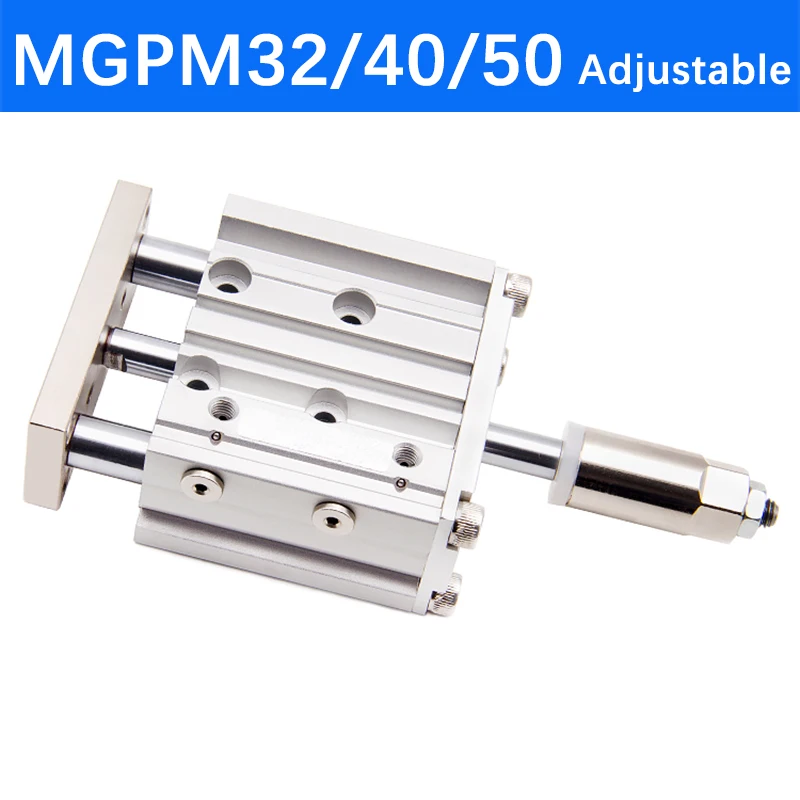 MGPM32/40/50 Adjustable Stroke Bore Size 32mm/40mm/50mm Three Axis With Rod Compact Guide Air Actuator Pneumatic Cylinder