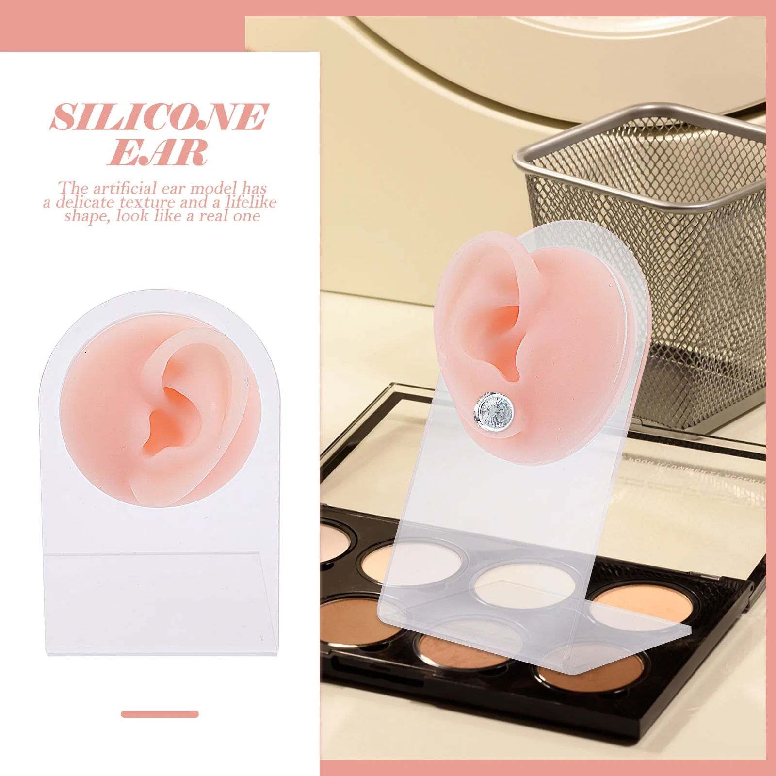 

Silicone Ear Jewelry Display Studs Practice Tool Lifelike Realistic Shape Acrylic Stand For Hospital Spa Clinic Piercing