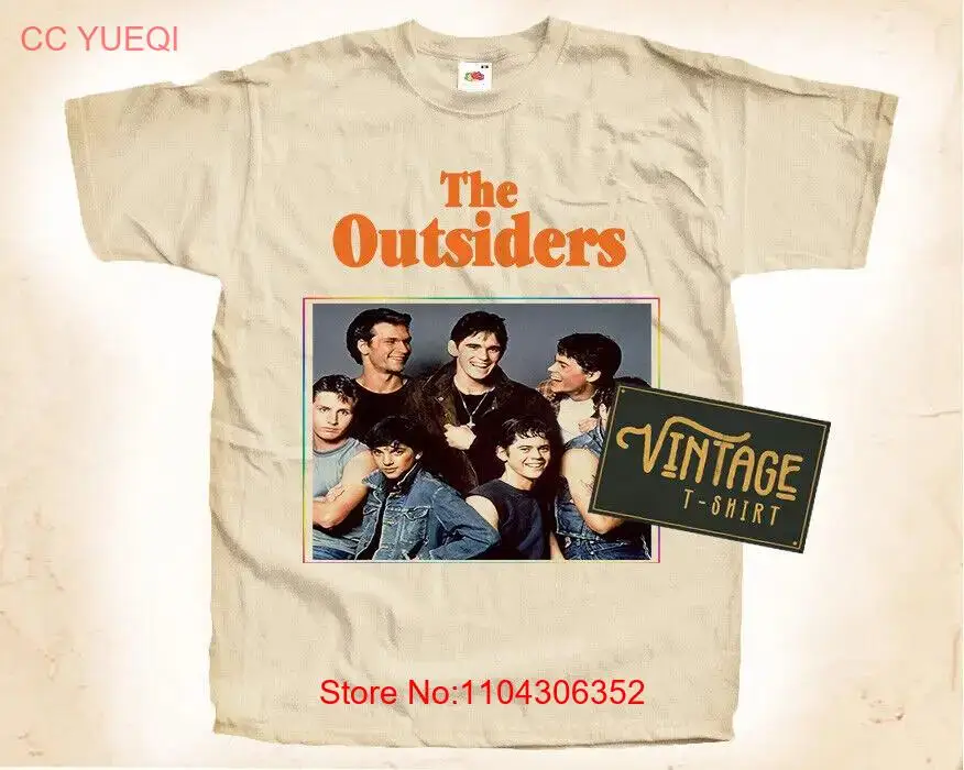 The Outsiders V1 T SHIRT Tee โปสเตอร์ภาพยนตร์ Vintage Natural ขนาด S ถึง 5XL แขนยาวหรือแขนสั้น