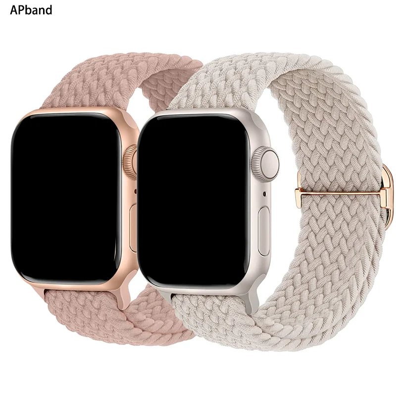 Correa trenzada para Apple watch, banda de 45mm, 44mm, 40mm, 41mm, 49mm, pulsera ajustable de nailon para iWatch series 4 5 se 6 7 8 ultra