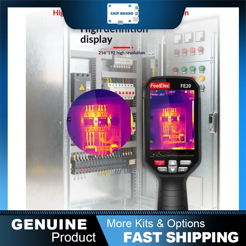 

Feelelec FE20 HD handheld infrared camera designed for electrical circuit testing, leak identification, and maintenance tasks.