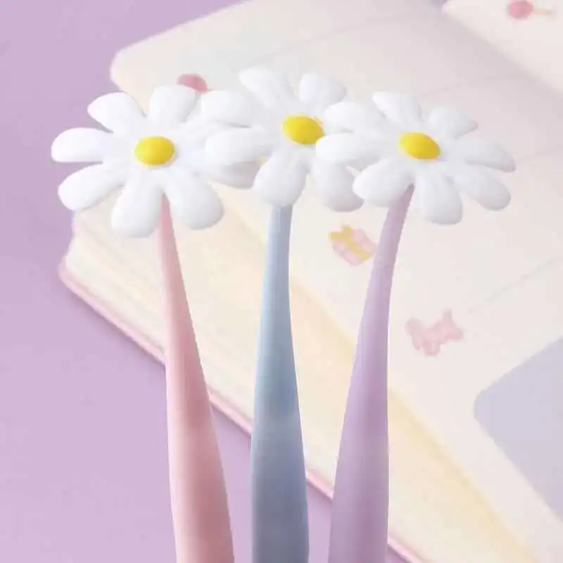 1-teiliger Lytwtw's süßer Kawaii kleiner Gänseblümchen-Stift für Büro, Schulbedarf, süßes Briefpapier, kreativ, hübsch, schön, weicher Gelstift – Detail 2