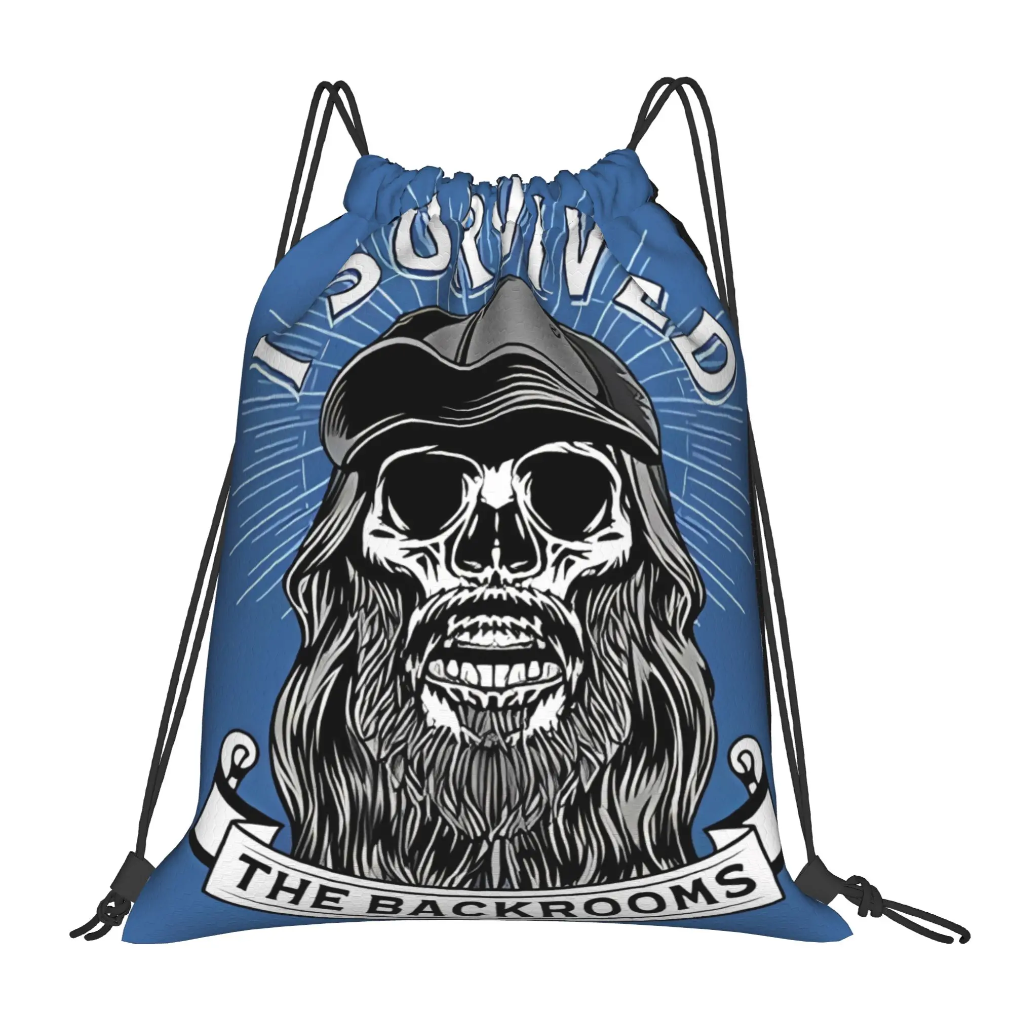 Skull Backrooms entity Portable Drawstring Bags Sports Riding Gym creepy aesthetic Storage Backpacks