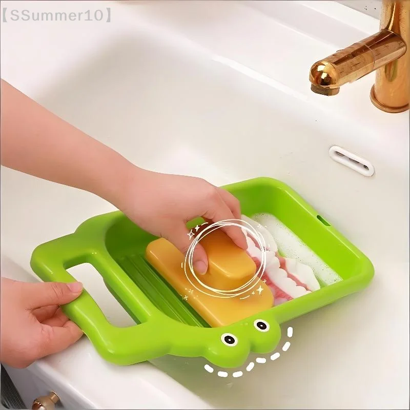【xxx】Washboard Household Cartoon Crocodile Roller Dormitory Hand Wash Underwear Multifunctional Non-slip Washing Board【SS】