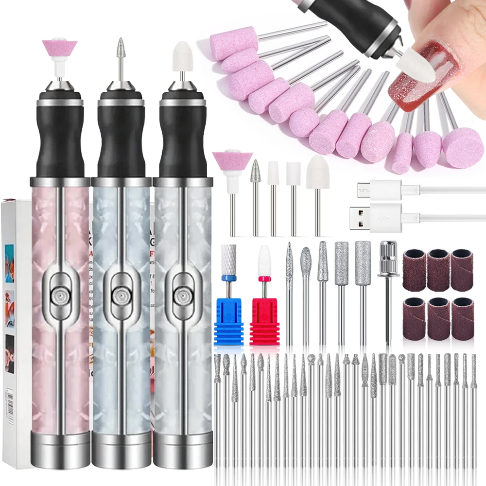 

Rechargeable Electric Nail Grinder Nail Polishing Machine Portable Mini Electric Driil Pedicure Kit for Home Salon
