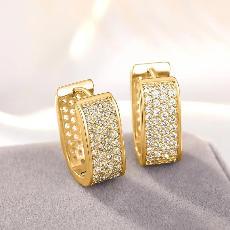 New Women's Earrings Square Light Luxury Copper Micro-inset Artificial Zircon Simple Classic Trend All Match High-grade Sense