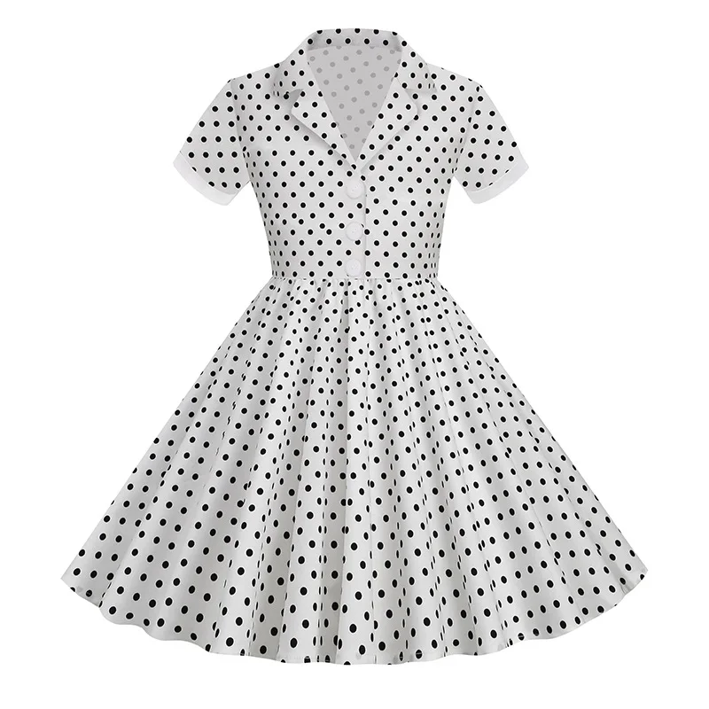 Vintage Dot Dress for Kids Girl Cosplay Party Princess Summer Prom Dress School Performance Clothing Full Pringting Children Dre - Image 3