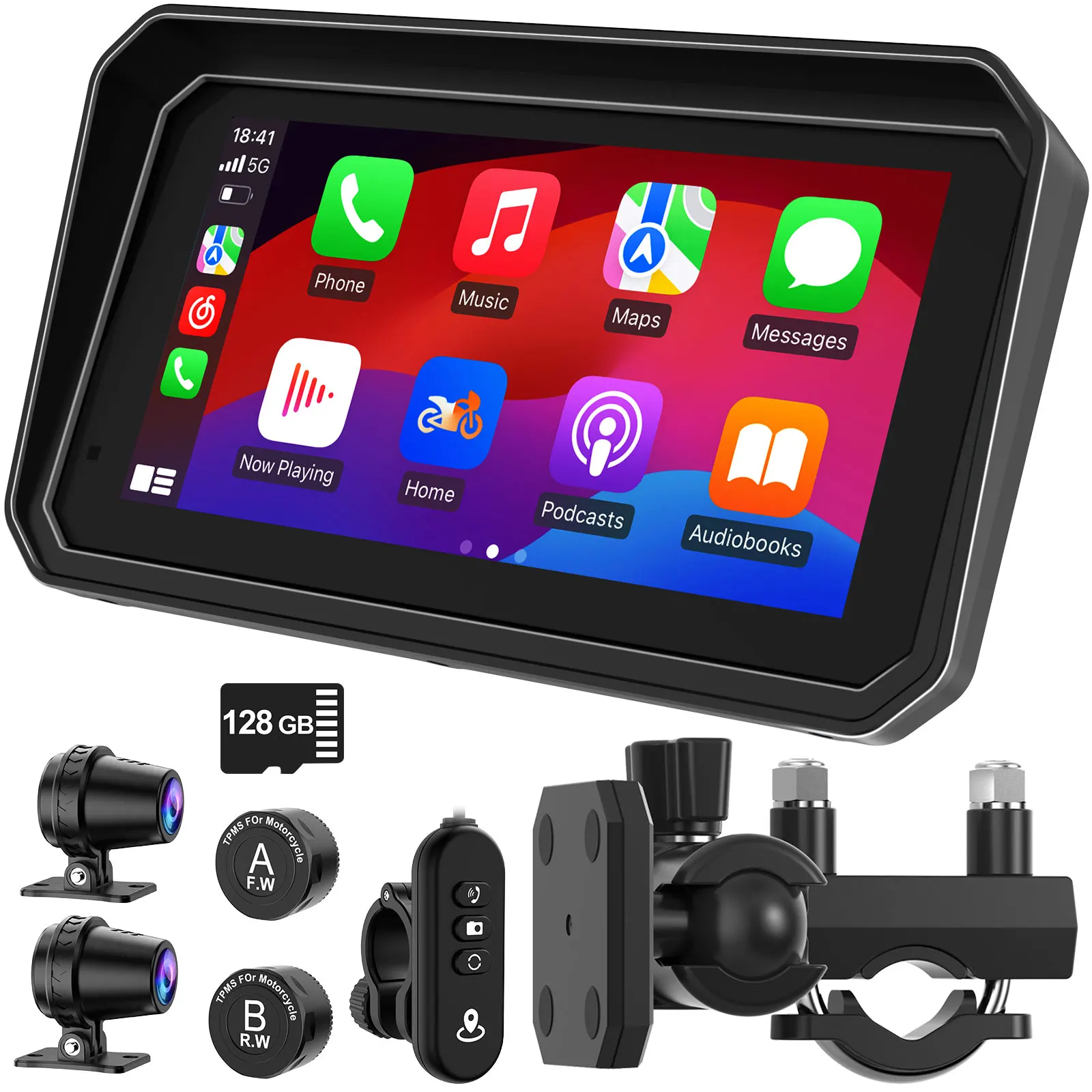 

6 Inch Motorcycle Navigation Recorder Display Tire Pressure Wireless CarPlay GPS Para Moto Android auto IP67 Accesorios moto