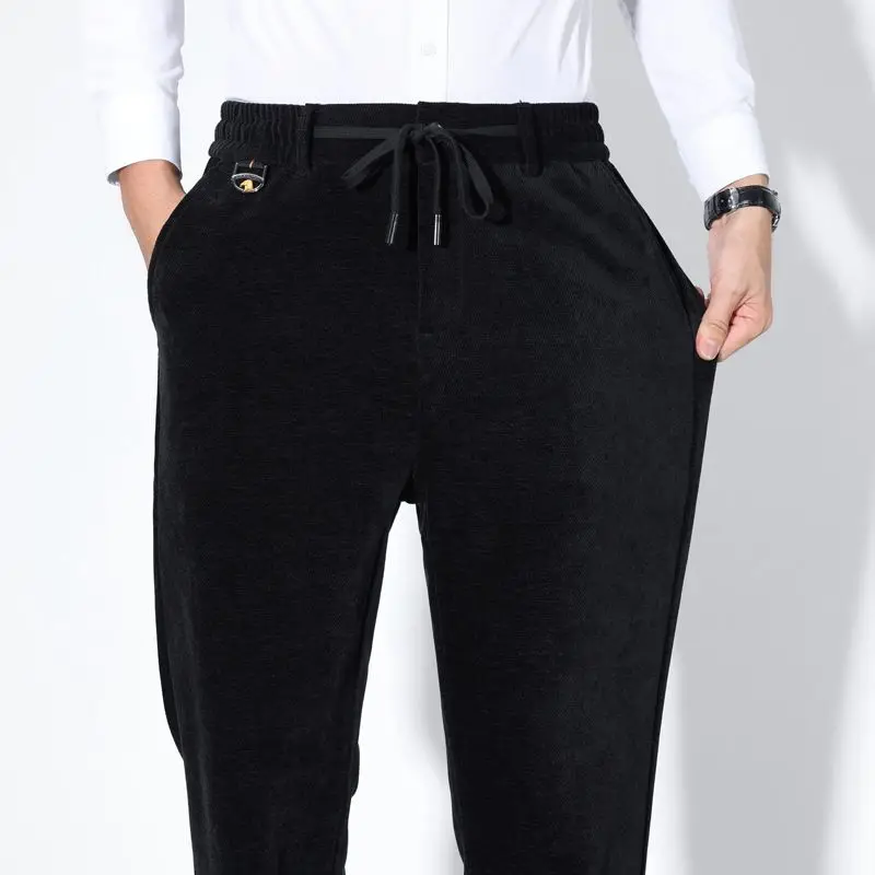 

Повседневные хлопковые мужские эластичные брюки, однотонные облегающие мужские брюки, новые осенне-зимние классические деловые повседневные брюки высокого качества для мужчин